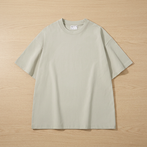 เสื้อยืดผู้ชายผ้าฝ้าย 300GSM ทรงโอเวอร์ไซส์ หลวม สวมใส่สบาย แขนสั้น คอกลม เนื้อผ้าหนานุ่ม ถักทออย่างดี สไตล์ลำลอง สีพื้น สำหรับฤดูร้อน - Product Image 2