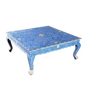 Table basse carrée en bois avec incrustation de os de chameau, mobilier de luxe haut de gamme, prix usine indien, sur mesure - Product Image 1