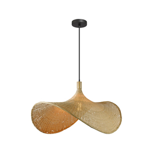Luminaire suspendu en rotin naturel, style Wabi Sabi, <span class=keywords><strong>lampe</strong></span> suspendue en bambou pour plafond, 100 cm, pour hôtel, maison d'hôtes, villa - Product Image 5