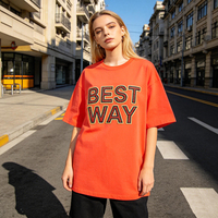 Camisetas de Moda para Mujer, Personalizadas con Estampado de Diamantes de Imitación, de Algodón Grueso y Suave, con Hombros Caídos, Estilo Hip Hop, con Logotipo, Ecológicas, con Etiqueta
