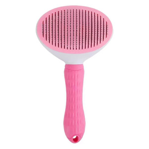 One Click <b>Pet</b> Hair Removal Comb TPR Stainless Steel Automatic Cat Dog Grooming <b>Brush</b> Gray Pink Sky Blue - Product Image 5