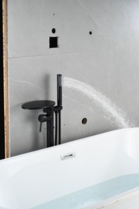 Robinet de salle de bain moderne, ensemble cascade noir pour baignoire autoportante avec douchette à main, pour baignoire et douche HD-BF-0519 Salle de bain moderne - Product Image 4