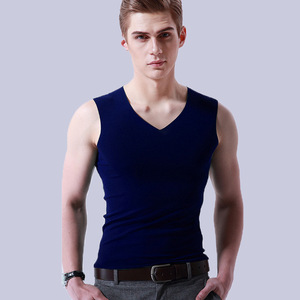 <strong>Mens</strong> Ice Silk Bottoming Shirt V-Neck <strong>Sports</strong> Stretch Seamless <strong>Vest</strong> - Product Image 2