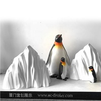 Grande sculpture de pingouin en fibre de verre pour vitrines, statues d'animaux en fibre de verre