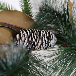 クリスマスデコレーション用OEM 50cmマグノリアリーフパイン針付きホリデーリース - Product Image 2
