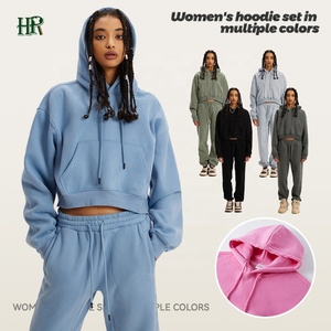Custom Fitness Wear Logo Jogger Oversize Casual Hoodie Sweatshirt Two Piece Winter Warm Sets <strong>Womens</strong> <strong>Clothing</strong> - Product Image 1