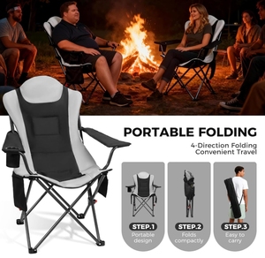 <span class=keywords><strong>Chaise</strong></span> de camping chauffante robuste et pliable avec porte-gobelet et rangement latéral, <span class=keywords><strong>chaise</strong></span> de camping chauffante <span class=keywords><strong>pour</strong></span> l'extérieur - Product Image 5
