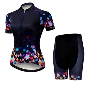 Conjunto de Jersey de Ciclismo para Mujer Weir, Manga Corta, Estampado Galáctico, Ropa de Ciclismo Transpirable con Pantalones Cortos Acolchados - Product Image 1