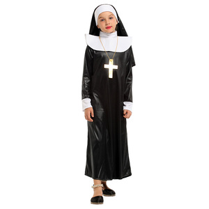 Costume da <span class=keywords><strong>Suora</strong></span> Nero per Bambine, <span class=keywords><strong>Vestito</strong></span> per Halloween, Carnevale, Feste e Spettacoli Teatrali - Product Image 1
