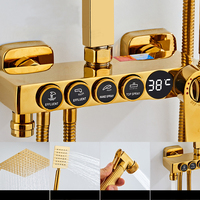 Ensemble de robinets de douche de luxe pour salle de bain en or, montage mural, système de douche