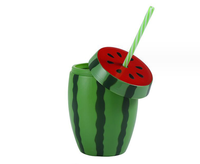 Gobelets jetables en gros de 500 ml en forme de fruits (pastèque, ananas, noix de coco, cactus) avec paille pour champagne et soda