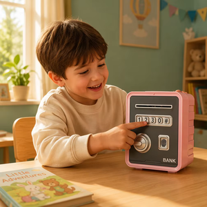 Hucha Electrónica con Huella Dactilar y Contraseña, <span class=keywords><strong>Caja</strong></span> <span class=keywords><strong>de</strong></span> <span class=keywords><strong>Ahorro</strong></span> ATM con Alimentador Automático <span class=keywords><strong>de</strong></span> Billetes, <span class=keywords><strong>de</strong></span> ABS, Segura para Niños, Regalo, Juguete, Venta al por Mayor - Product Image 2
