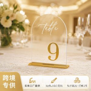 Kunming Precision Acrylic <b>Table</b> <b>Cards</b> 4 In Rectangle Gold Number Wedding Party Custom Design - Product Image 3
