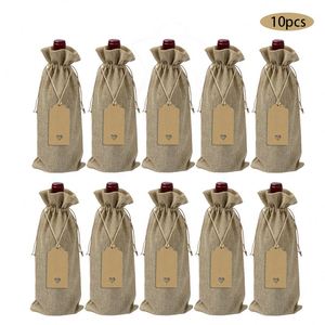 Bolsas de Vino de Lino y Yute con Cordón, Reutilizables, para Regalos Promocionales, al por Mayor - Product Image 5