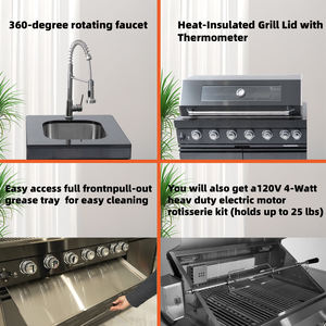 En stock entrepôt USA – Offre Spéciale – Ensemble de cuisine BBQ modulaire extérieur noir 85000 BTU au propane/<span class=keywords><strong>gaz</strong></span> naturel pour <span class=keywords><strong>balcon</strong></span> - Product Image 4