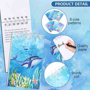 Carnets de notes sur le thème du monde sous-marin, mini-carnets sur les animaux marins, ensemble de cadeaux pour fête, blocs-notes spirale de poche sur les animaux marins - Product Image 4