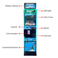 Machine de jeu d'arcade à monnayeur pour bonbons et mini-peluches, avec accepteur de billets, pour enfants, vente en gros