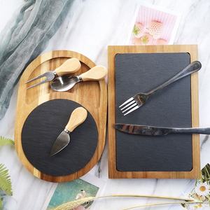 Tabla de Pizarra Natural Personalizada de Fábrica con Tabla de Queso de Madera de Acacia, Bandeja para Servir Sushi y Filetes en Restaurantes - Product Image 6