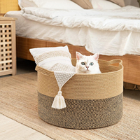 Panier de rangement pliable de nouvelle conception 2026 avec poignées pour jouets, en corde de coton écologique, fait main, paniers à linge personnalisés