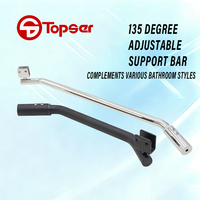 Accessoires de porte de salle de bain en acier inoxydable, support de tige rotative réglable à 135 degrés pour quincaillerie de porte de douche en verre