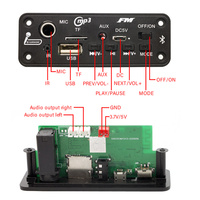 10W 6W Bleu. Amplificateur de son MP3 avec carte décodeur, microphone, lecteur MP3 pour voiture, enregistrement USB, radio FM, AUX pour haut-parleur, kit audio mains libres DIY