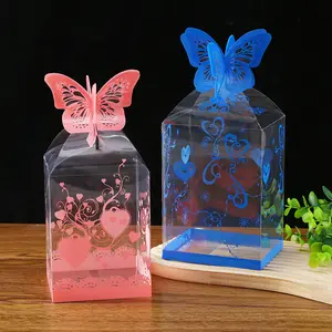 Vente en gros Boîte à bonbons impression monochrome Boîte cadeau joyeuse transparente en plastique recyclé pliable de mariage