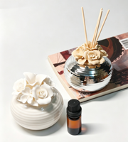 Porzellan-Blumen Raumduftspender mit Ätherischem Öl Diffusor und Aromatischem Räucherstäbchenhalter - Beste Geschenkwahl