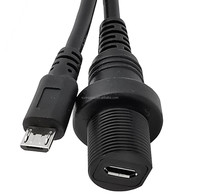 IP67 Tahan Air Panel Mount Micro USB 2.0 Female Kabel
