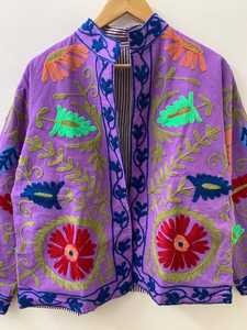Handmade Indian <b>Velvet</b> Suzani <b>Jacket</b> Embroidered Animal Print Eco-Friendly Winter Boho Unisex Bulk Manufacturer Supplier India - Product Image 4