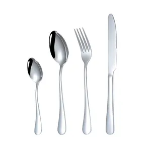 Modern Stainless Steel Silverware Set Wedding Spoon Fork Knife Flatware Set Custom Luxury Restaurant Metal Cutlery