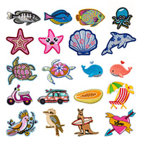Patchs brodés personnalisés d'animaux marins, à thermocoller, motifs de créatures marines de dessin animé, badges appliqués pour vêtements, sacs à dos, vestes, décoration DIY