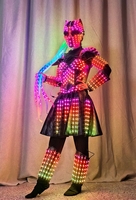 Costume de robot prédateur lumineux à LED RGB rechargeable avec télécommande pour femme, idéal pour les soirées en boîte de nuit, Halloween, le carnaval et les spectacles sur scène