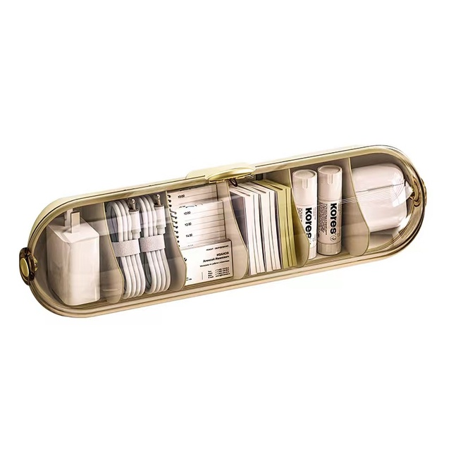 Cable Management Box Clear Power Cord Organizer With 6 Compartments Electronics Bin Desk Accessories Case for Office  Paper Clip