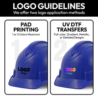 Casque de sécurité en ABS bleu avec logo personnalisé, type ANSI I, style casquette, avec suspension à 4 points et mentonnière pour équipe de travail