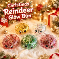 Jouet Squishy de Noël Père Noël Bonhomme de Neige Boule à Presser Scintillante à l'Intérieur, Jouet Sensoriel Anti-Stress, Cadeau de Fête, Décoration