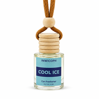Diffuseur de parfum suspendu pour voiture, flacon en verre 8ml, bouchon en bois, parfum Glace Fraîche, longue durée, rechargeable, logo personnalisé, OEM, vente en gros