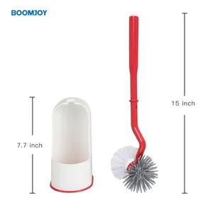 Top sell efficient soft TPR concise standing silicone toilet brush for bathroom cleaning with holder set