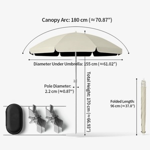 Bulk Customizable Manual Iron <b>Frame</b> Windproof Beach Umbrella with 180cm Diameter Commercial Grade for Resorts Parks & Events - Product Image 6