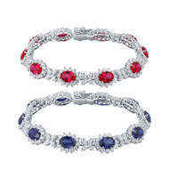 Bracelet pour femme en saphir naturel et rubis, chaîne à maillons en fer, pierres précieuses colorées - Cadeau d'anniversaire pour le bureau/la carrière