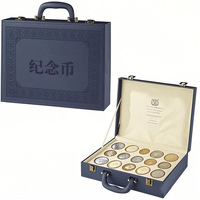 Boîte cadeau de luxe en cuir PU OEM, valise de rangement rigide pour pièces de monnaie, médailles, badges, objets de collection, emballage antique