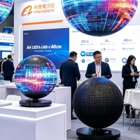 Écran sphérique LED miniature P1.8 à télécommande, affichage numérique rotatif LED avec globe de 30 cm ou 40 cm de diamètre pour exposition