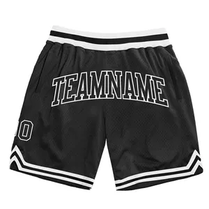 Sportbekleidung Hersteller individuelle Shorts Herren schwarz und weiß zwei-Töne-Basketball Logo-Shorts