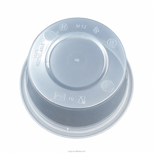 Conteneur alimentaire transparent en PP de 370 ml avec couvercle pour soupes et plats préparés, bol rond jetable pour emporter, compatible micro-ondes, anti-fuite - Product Image 3