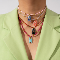 Collier imperméable en acier inoxydable avec pendentif poisson en pierre naturelle, sans ternissement, pour femmes et jeunes filles
