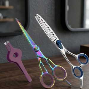 ASAP Eco-friendly Ultra-<b>Light</b> Fixed Finger Rest Right-Handed Long Handle <b>Dog</b> Hair Scissors 6.25" Convex Blade Shark Tooth Pet - Product Image 3