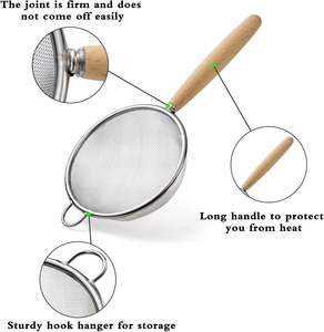 En gros, Mini passoire-filtre en acier inoxydable à mailles fines pour l'huile et les jus, pour la cuisson et la friture, avec manche en bois - Product Image 5