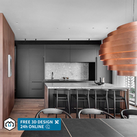 George Group - Armoires de cuisine modernes de luxe personnalisées de haute qualité en bois massif stratifié certifié E0/E1 - Marbre/résine