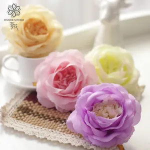 장미 유럽 스타일 시뮬레이션 실크 핑크 장미 대량 인공 꽃 머리 웨딩 장식