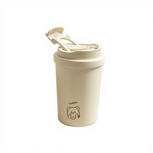 Taza de <span class=keywords><strong>Café</strong></span> Portátil <span class=keywords><strong>con</strong></span> Doble Puerto de Bebida, Acero Inoxidable 316L, Antiderrames, Antiolores, Logotipo Personalizable, Blanco Lechoso, Diseño Elegante - Product Image 1