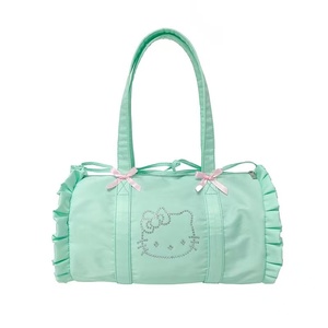Borsa da Viaggio in Nylon Personalizzata con Volant e Due Manici - Stile Coreano a Forma di Cuscino - Product Image 1
